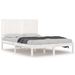 Rama łóżka, biała, lite drewno sosnowe, 135x190 cm, podwójna