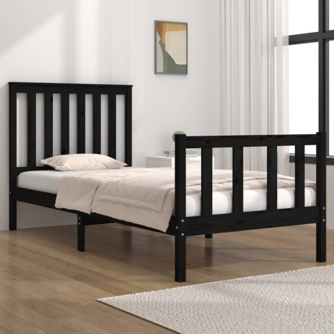 Rama łóżka, czarna, lite drewno sosnowe, 90x190 cm, pojedyncza