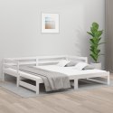 Łóżko dzienne rozsuwane, białe, 80x200 cm, lite drewno sosnowe