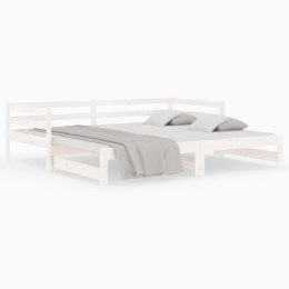Łóżko dzienne rozsuwane, białe, 80x200 cm, lite drewno sosnowe