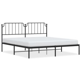 Metalowa rama łóżka z wezgłowiem, czarna, 183x213 cm