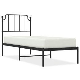 Metalowa rama łóżka z wezgłowiem, czarna, 80x200 cm