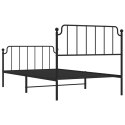 Metalowa rama łóżka z wezgłowiem i zanóżkiem, czarna, 107x203cm