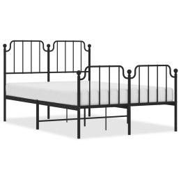 Metalowa rama łóżka z wezgłowiem i zanóżkiem, czarna, 120x200cm