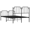 Metalowa rama łóżka z wezgłowiem i zanóżkiem, czarna, 120x200cm