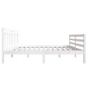 Rama łóżka, biała, lite drewno, 140x190 cm