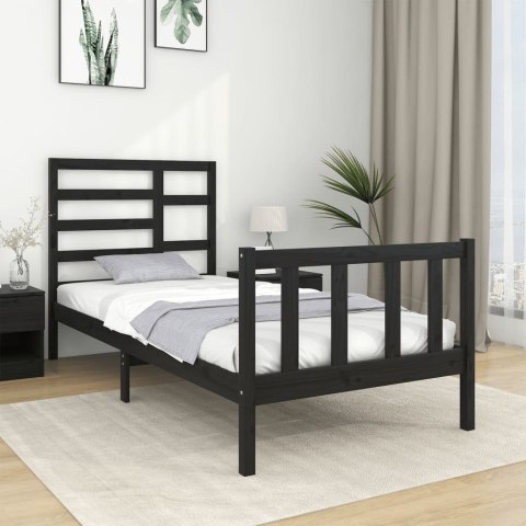 Rama łóżka, czarna, lite drewno, 75x190 cm, pojedyncza