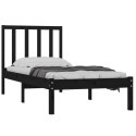 Rama łóżka, czarna, lite drewno sosnowe, 75x190 cm, pojedyncza