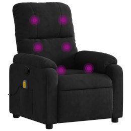 Rozkładany fotel masujący, czarny, obity mikrofibrą