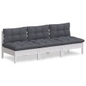 3-osobowa sofa ogrodowa z antracytowymi poduszkami, sosnowa