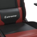 Masujący fotel gamingowy z podnóżkiem, czarny i winna czerwień