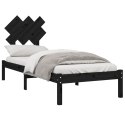Rama łóżka, czarna, 75x190 cm, lite drewno