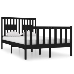 Rama łóżka, czarna, lite drewno, 120x190 cm, podwójna