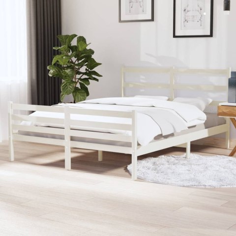 Rama łóżka, lite drewno sosnowe, 140x190 cm, biała