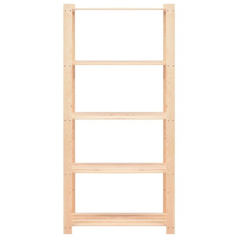 Regały z 5 półkami, 2 szt., 80x38x170 cm, sosna, 250 kg