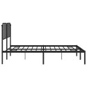 Metalowa rama łóżka z wezgłowiem, czarna, 193x203 cm
