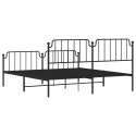 Metalowa rama łóżka z wezgłowiem i zanóżkiem, czarna, 180x200cm