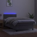 Łóżko kontynentalne z materacem i LED, szare 80x200 cm, aksamit