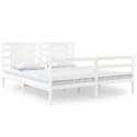 Rama łóżka, biała, lite drewno sosnowe, 135x190 cm, podwójna
