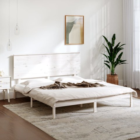 Rama łóżka, biała, lite drewno, 180x200 cm