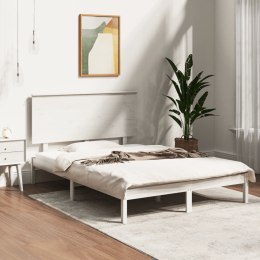Rama łóżka, biała, lite drewno sosnowe, 140x200 cm