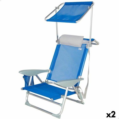 Fotel plażowy Aktive Niebieski 47 x 67 x 43 cm (2 Sztuk)