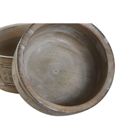 Dekoracja na Stół DKD Home Decor Biały Naturalny Drewno mango 30,5 x 30,5 x 12,7 cm (3 Części)