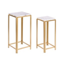 Zestaw 2 stołów DKD Home Decor Biały Złoty 33 x 33 x 70 cm