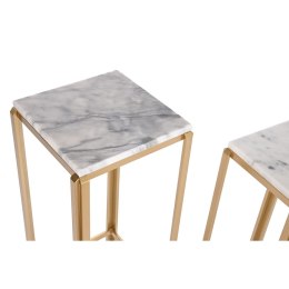 Zestaw 2 stołów DKD Home Decor Biały Złoty 33 x 33 x 70 cm