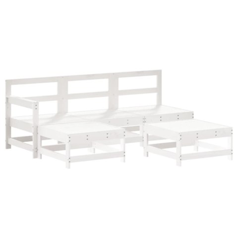 5-częściowy zestaw mebli ogrodowych, biały, lite drewno sosnowe