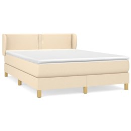 Łóżko kontynentalne z materacem, kremowe, tkanina, 140x190 cm
