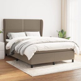 Łóżko kontynentalne z materacem, taupe, tkanina, 140x190 cm