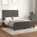 Rama łóżka z zagłówkiem, ciemnoszara, 140x190 cm, aksamitna