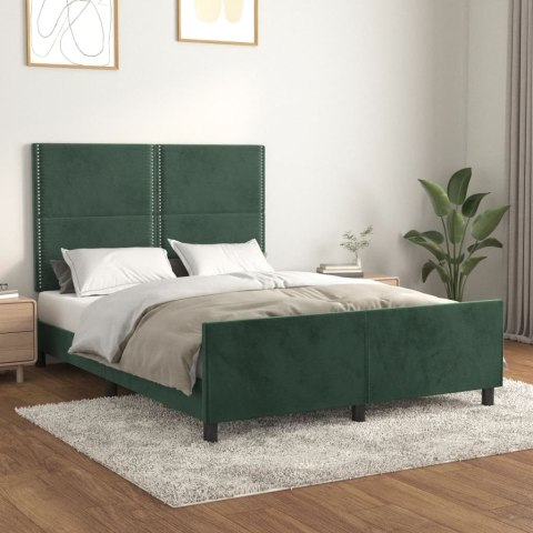 Rama łóżka z zagłówkiem, ciemnozielona, 140x190 cm, aksamitna