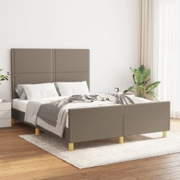 Rama łóżka z zagłówkiem, taupe, 140x190 cm, obita tkaniną