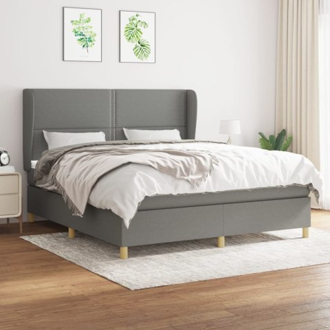 Łóżko kontynentalne z materacem, ciemnoszara tkanina 160x200 cm