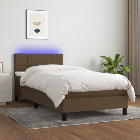 Łóżko kontynentalne z materacem, brązowe, 100x200 cm, tkanina