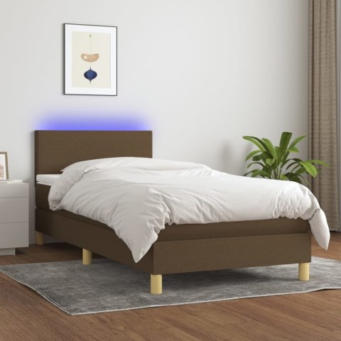 Łóżko kontynentalne z materacem, brązowe, 100x200 cm, tkanina