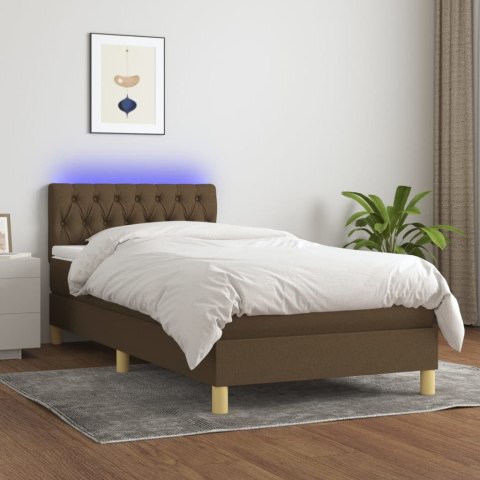 Łóżko kontynentalne z materacem, brązowe, 90x190 cm, tkanina