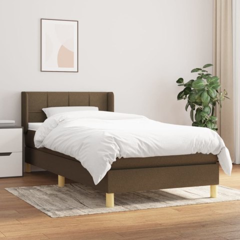 Łóżko kontynentalne z materacem, brązowe, tkanina, 100x200 cm