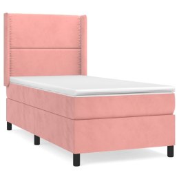 Łóżko kontynentalne z materacem, różowe, aksamit, 100x200 cm