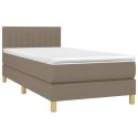 Łóżko kontynentalne z materacem, taupe, 80x200 cm, tkanina