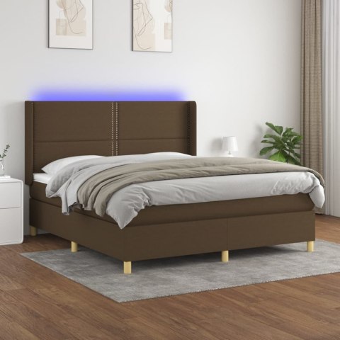 Łóżko kontynentalne z materacem, brązowe, 180x200 cm, tkanina