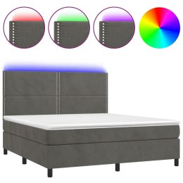 Łóżko kontynentalne z materacem i LED, szary aksamit, 160x200cm