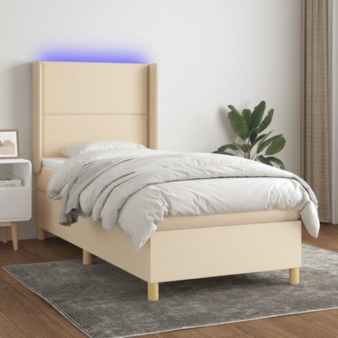 Łóżko kontynentalne z materacem, kremowe, 100x200 cm, tkanina