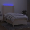 Łóżko kontynentalne z materacem, kremowe, 100x200 cm, tkanina