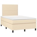 Łóżko kontynentalne z materacem, kremowe, 120x200 cm, tkanina