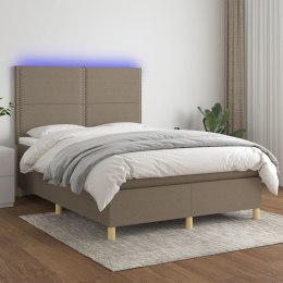 Łóżko kontynentalne z materacem, taupe, 140x200 cm, tkanina
