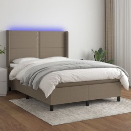 Łóżko kontynentalne z materacem, taupe, 140x200 cm, tkanina