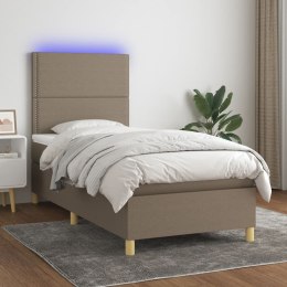 Łóżko kontynentalne z materacem, taupe, 90x190 cm, tkanina